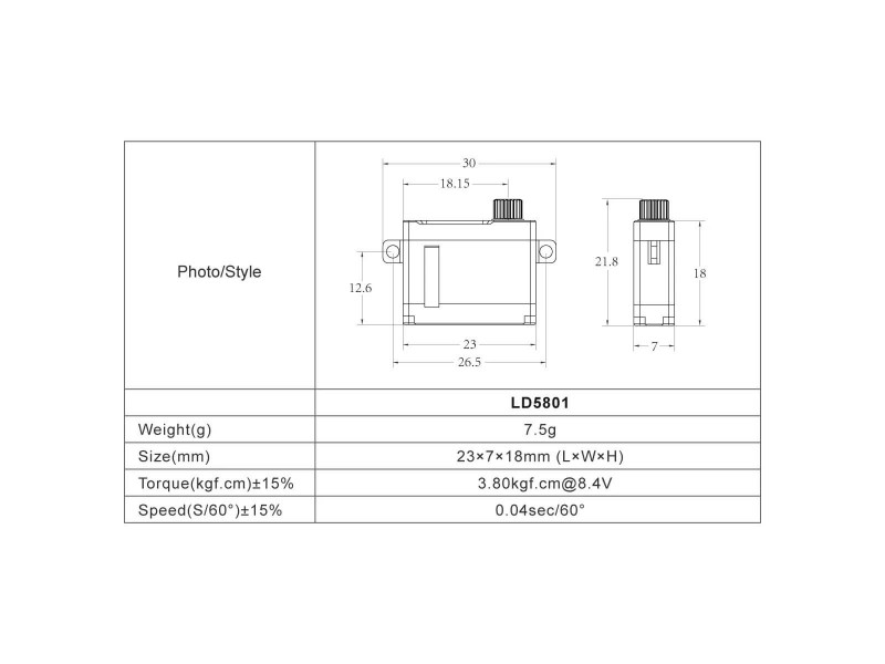 FrSky Xact 5800 Coreless Servo 3.2kg/cm - LD5801