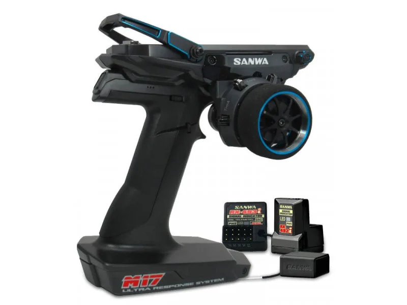 Sanwa M17 Zender met RX-493i + RX-492i - 4 Kanaals - Blauw