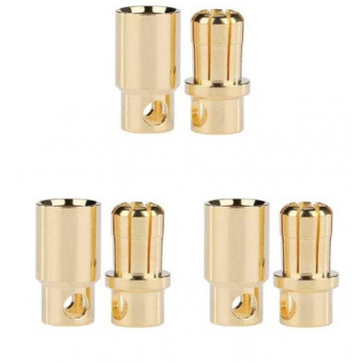 8mm Gold Bullet Connector 3x Male+Female