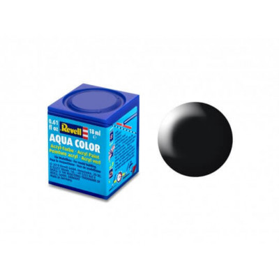 Revell Aqua Color - Zwart Zijdeglans 18 ml 36302