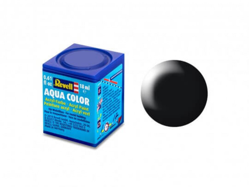 Revell Aqua Color - Zwart Zijdeglans 18 ml 36302