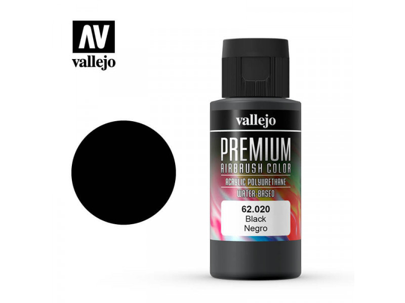 Vallejo Premium Airbrush Color - Zwart 60ml 62020