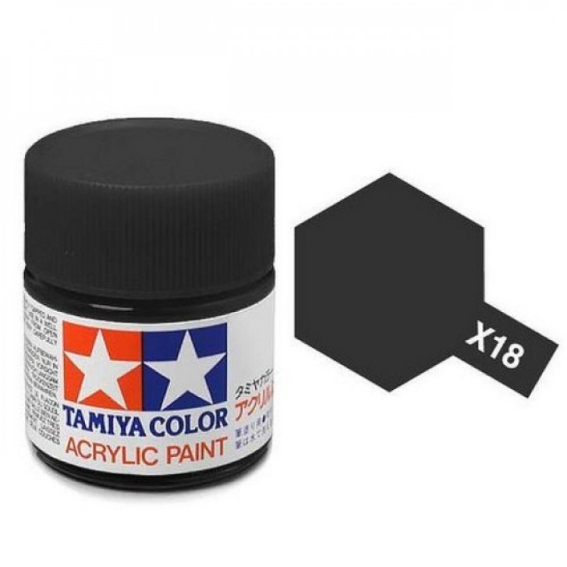 Tamiya Paint X-18 Black Semi-Gloss 23ml