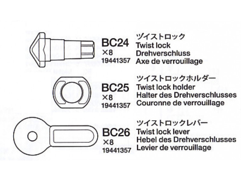 Tamiya onderdelen BC24, BC25, BC26 voor Container Trailer 1/14 - 19441357