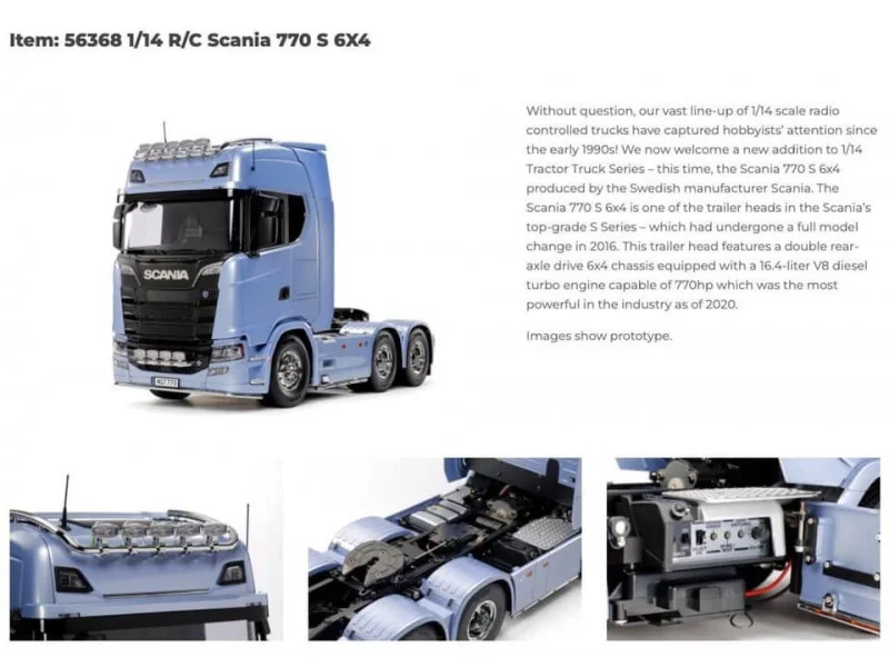 Tamiya Scania Next Gen S770 V8 1 14 56368