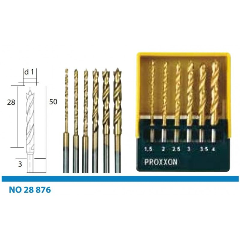 Proxxon HSS twist drill set with centering spike, 1,5 to 4,0 mm (6-piece)