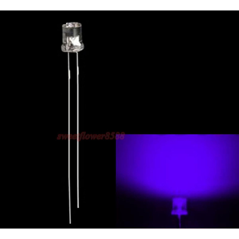 3mm LED Violet / UV Flat Top 180 Degree