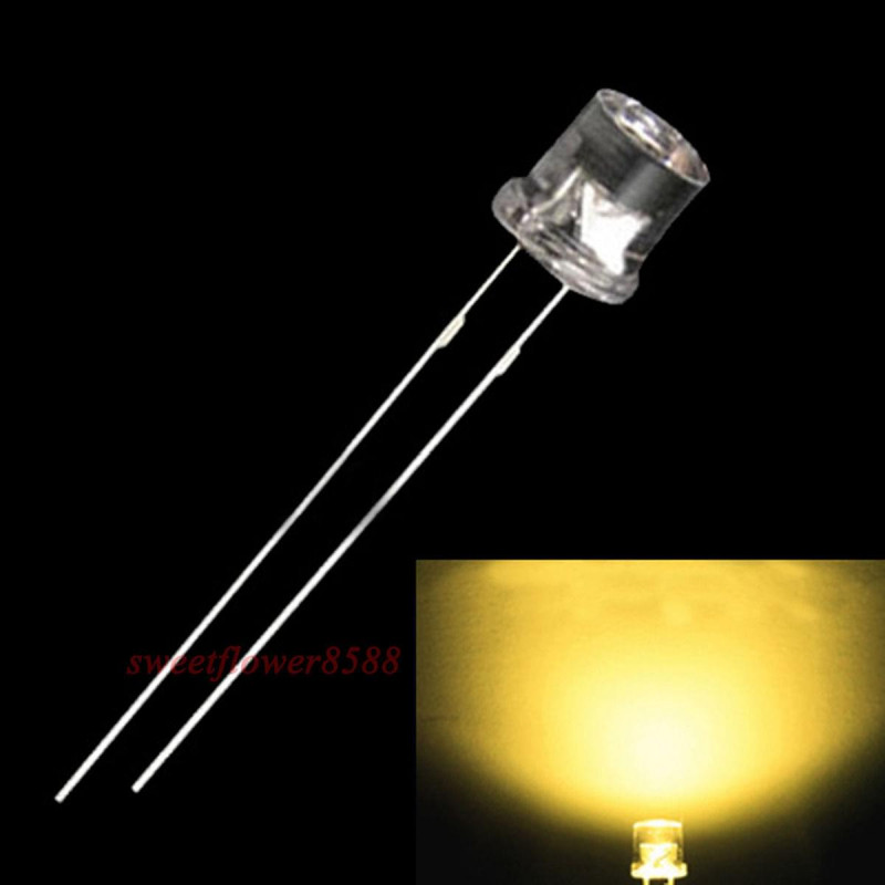5mm LED Warm White Flat Top 180 Degree