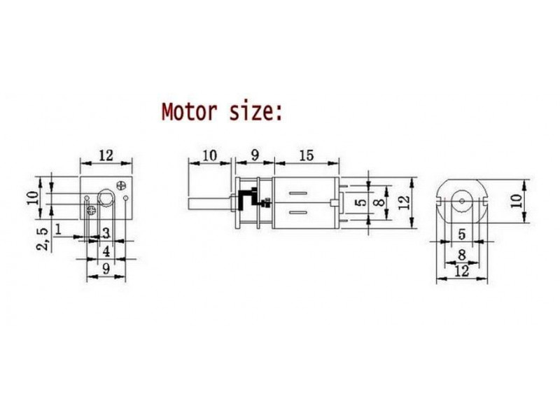WTE Micro gearbox motor M4x100 Axle DC 12V 60 RPM