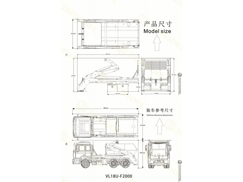 JX Model MAN F2000 6x4 met Afzetcontainer (Puinbak) 1/14