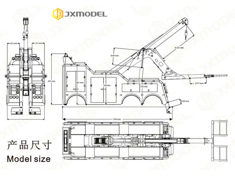 JX Model Bergingswagen Hydraulisch met Kastenwand 8x4 - 1/14