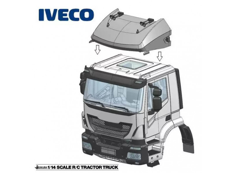 Juwuba Hoog dak voor de Scaleclub Iveco Cabine 1/14