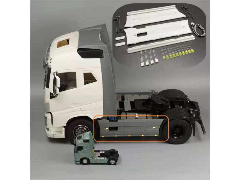 Juwuba Sideskirts Tamiya Volvo FH16 4x2 met Verlichting 1/14