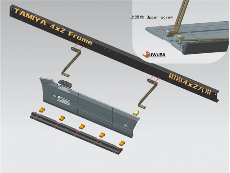 Juwuba Sideskirts Tamiya Volvo FH16 4x2 met Verlichting 1/14