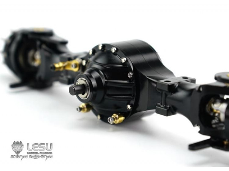 Lesu Driven Steering Axle with Diff Lock and Tamiya Gearing Q-9007 (1/14)