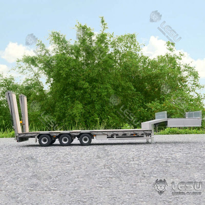 Lesu 1/14 3-Axle Low Loader Semi-Trailer with Hydraulic Ramps