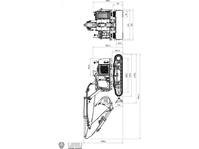 Lesu Aoue ET35 Short Tail Graafmachine 1/14 - Kit