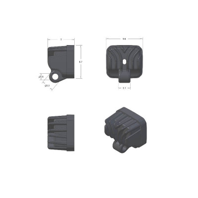 Pistenking Spotlight Square with Glass and Holder - 3.3V
