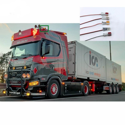 WTE Red/White Side Marker Lights with Roof Mount 2pcs 1/14 Truck