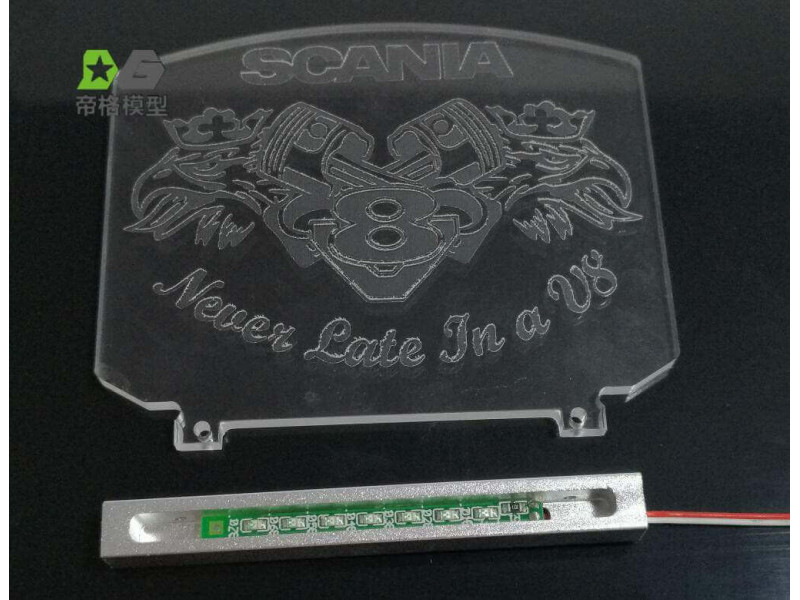 WTE Scania V8 Interieur Logo met Rode Verlichting Groot 1/14