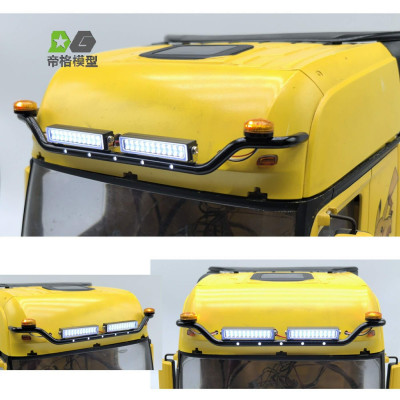 WTE Black Roof Bar with 2 LED Light Bars for Mercedes Actros 1/14